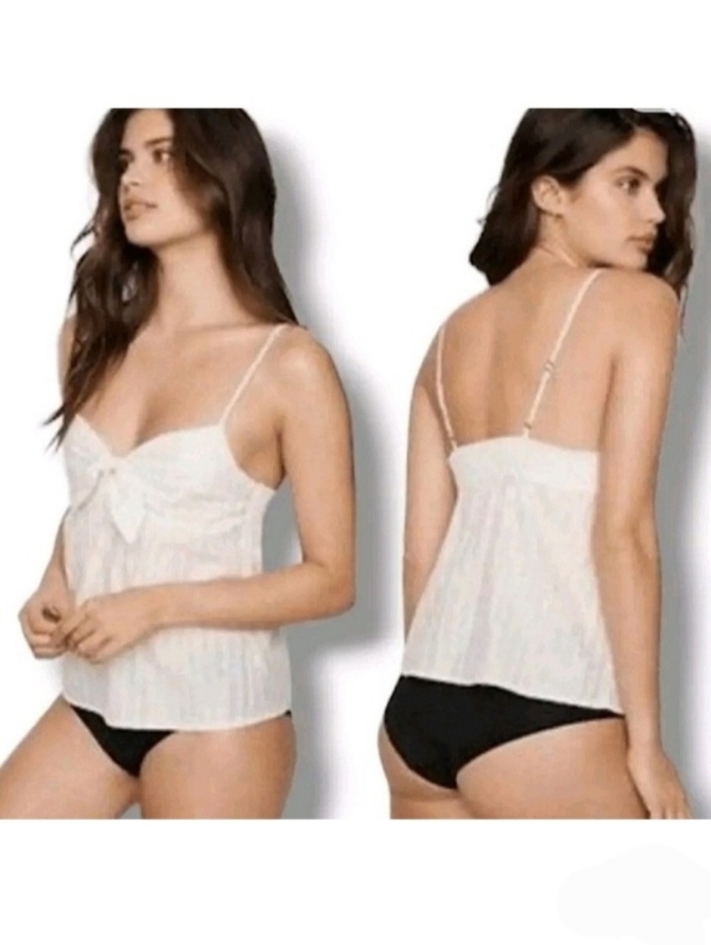 2425 * Victoria's Secret Shimmer Iridescent Stripe Cami Tank White Size L